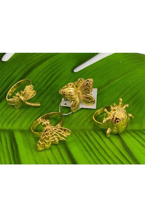HibanaMorza 4 Lü Yüzük Pecetelik Seti Dekoratif(3.5×3.5cm)