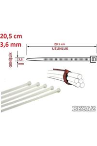 Pemsan (100 ADET) 20cm X 3,6mm Plastik Cırt Kelepçe Beyaz Kablo Bağı