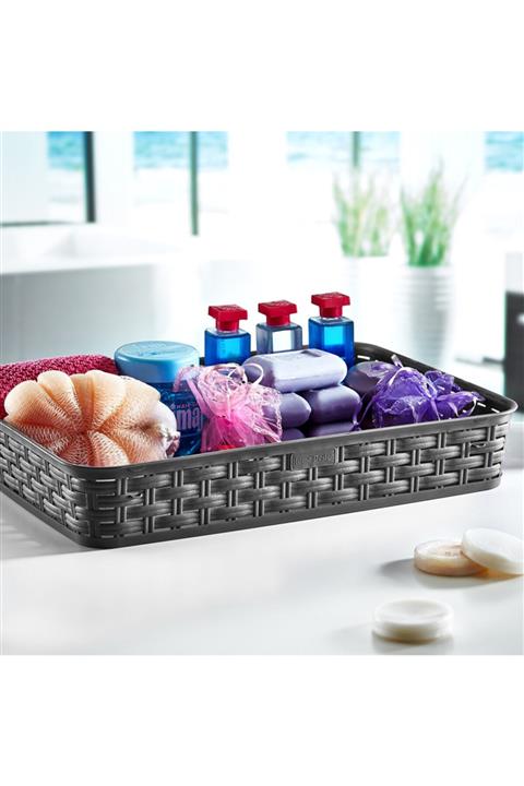 Emofom Rattan Büyük Boy Sepet Mutfak Ve Banyo Sepeti Pratik Çok Amaçlı Şık Sepet Eşya Düzenleyici