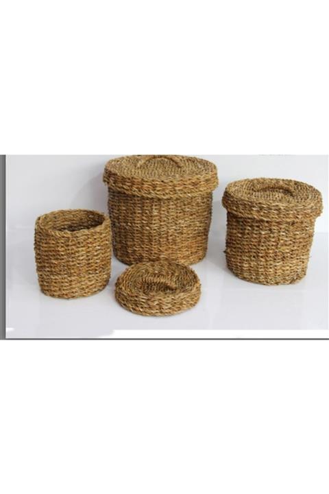 Sever Hasır Kapaklı Büyük Boy Sepet 7462