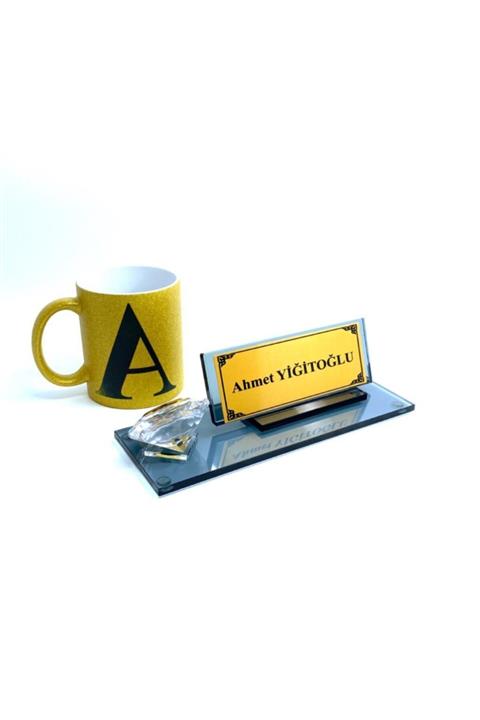 YİĞİTOĞLU DESIGN Premium Özel Tasarım Cam Masa Isimliği Seti C10