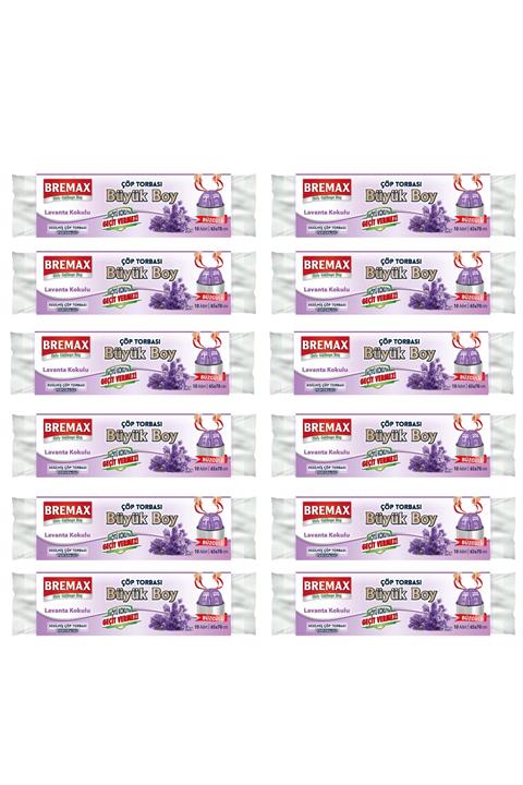 Bremax Büzgülü Çöp Torbası Büyük Boy-lavantalı 12 Adet