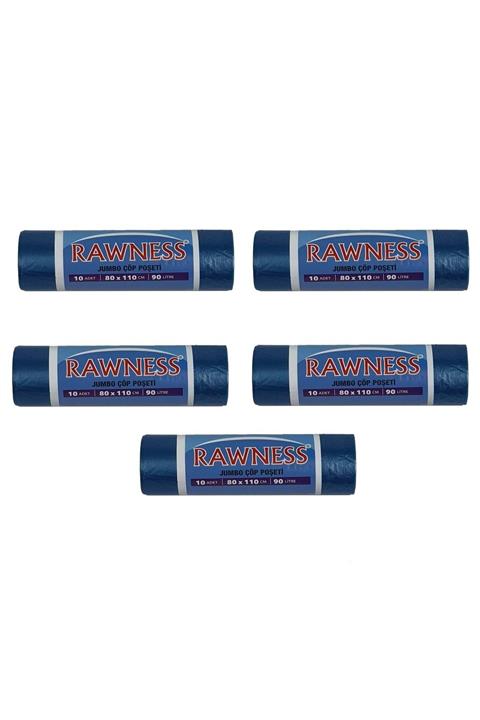 RAWNESS Jumbo Boy Çöp Poşeti Mavi 10 Lu 5 Rulo 80 X 110 Cm 400 Gr
