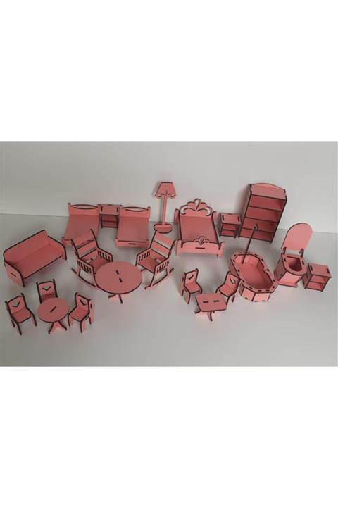 tsddekorasyon Tsd Dekorasyon 96 Parça Barbie Evi Pembe Mobilya Seti