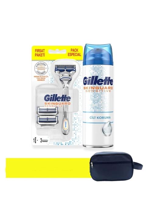 Çobanoğlu Gillette Skinguard Sensitive Tıraş Bakım Seti-çanta Hediyeli