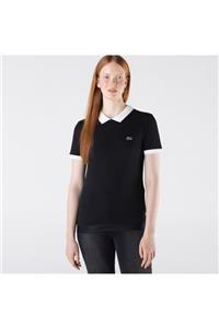 Lacoste Kadın Siyah Slim Fit Kısa Kollu Polo Yaka T-Shirt