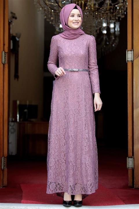 Amine Hüma Hayal Abiye Elbise Lila