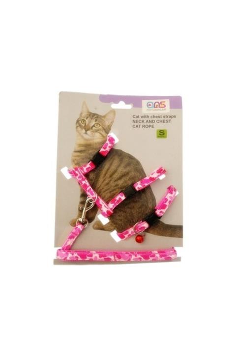 Ans Kamuflaj Desenli Kedi Göğüs Bel Tasması Pembe
