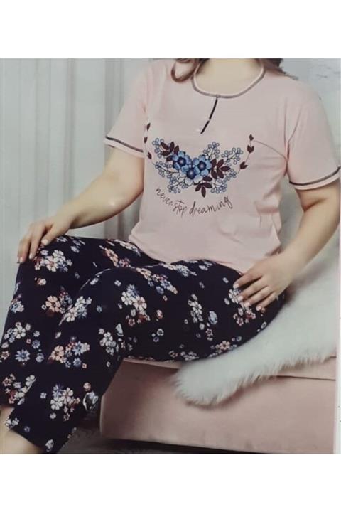 BOYRAZ Battal Beden Kısa Kol Bayan Pijama Takım