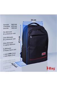 İBAG Unisex Siyah Laptop Bölmeli Akıllı Sırt Çantası 14261