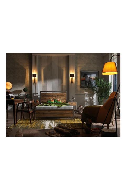 Vivense Unimet Ariane Ahşaplı Çift Kişilik Metal Karyola 140x200 Kahverengi