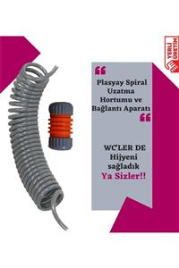 PLASYAY Spiral Uzatma Hortumu 3.5 Metre Gri Ve Bağlantı Aparatı