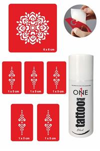 ONE SPRAY TATTOO Kına Motifleri3 Geçici Dövme Seti Siyah Sprey Ve 5 Desen