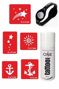 ONE SPRAY TATTOO Yıldız Çapa Dövmesi Geçici Dövme Seti Siyah Sprey, 5 Desen Ve Denge Bilekliği