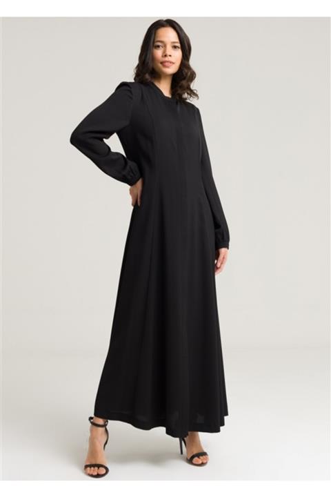 Armağan Kadın Siyah Düğme Kapama Kuplu Pardesü