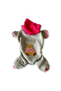 Kemique Bear Pink Grey Kedi Tulumu Kedi Kıyafeti