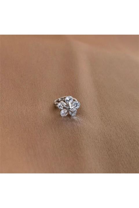 Bylin 925 Ayar Gümüş Mini Çiçekli Halka Küpe Piercing / Tek