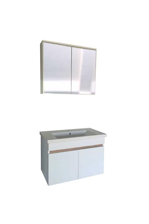 DOĞSAN MOBİLYA Üsküp 80 Cm Mdf Banyo Dolabı Beyaz-a.çam