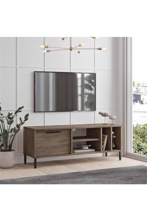 Yurudesign Retro Tv Ünitesi Sehpası Metal Ayaklı 120cm Kahve Rt2-cu