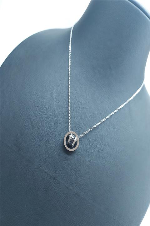 DEMOKAN Kadın Yüzük Model Çelik Kararmaz Kolye