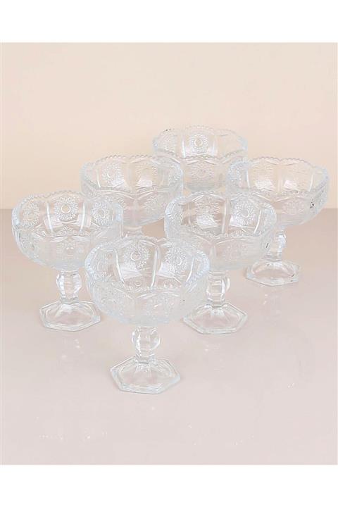 PAPATYAMDEKOR ZÜCCACİYE 6 Adet Cam Ayaklı Dondurma Kasesi 15cm