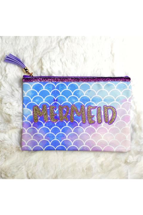 Taros Mermaid Simli Kumaş Çanta Kalemlik