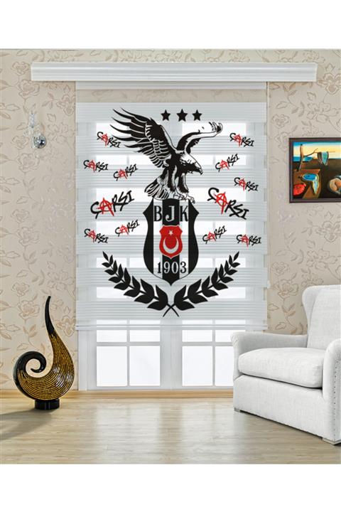 taşmin Beşiktaş Baskılı Zebra Perde Çocuk Odası Perde Zebra Perde