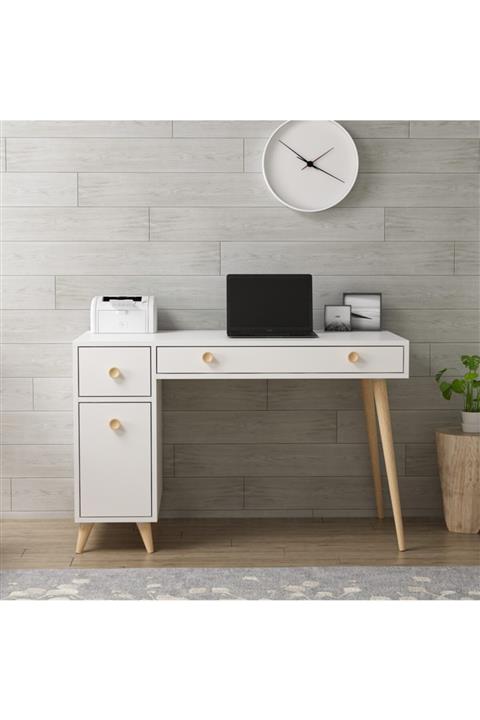 BMdekor Çalışma Masası Inarch Beyaz Meşe