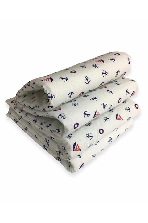 Bebek Özel Bebek Çocuk Beşik Kenar Koruma 120x200 Montessori Için (4 Parça) Denizci Çıpalı