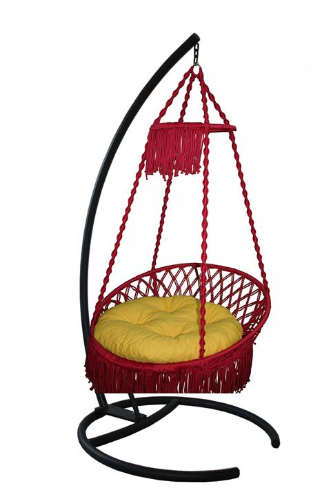 ALTINOLUK HAMAK Püsküllü Relaks Salıncak  Kırmızı ( Minderli)
