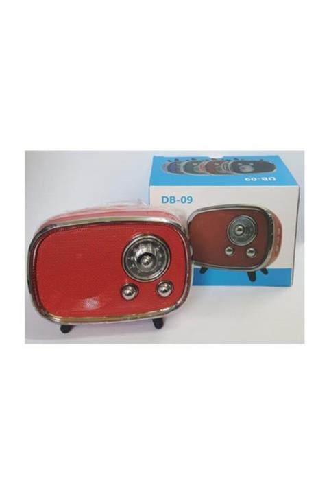 JUNGLEE Db-09 Mini Retro Style Bluetooth Hoparlör Fm Radyo Sd Kart Ve Usb Girişli Speaker Kırmızı