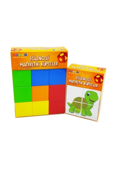 KÜPSS Manyetik Küp Tanışma Seti (mıknatıslı Klasik Renk Küp + Hayvanlar Puzzle)