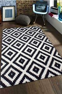 Saray Halı Luna Ozd12 Siyah / Beyaz 100x250 Cm Kesme Yolluk Halı