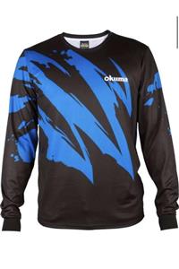 Okuma Unisex Siyah Mavi Desenli Uzun Kollu Sweatshirt