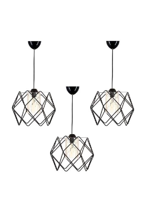 Supply Home 3 Adet Siyah Jaka Akrilik Camlı Koza Sarkıt Avize Salon, Mutfak, Koridor, Antre