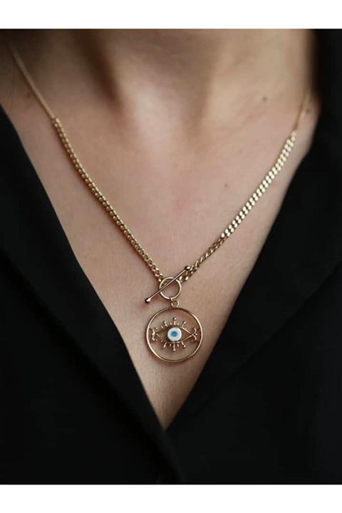 SÜSLÜ KUYUMCU Kadın Özel Tasarım Nazarlıklı Göz Altın Kolye