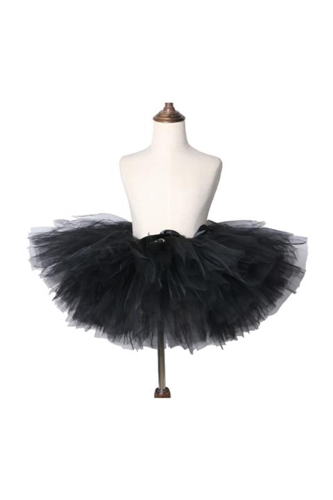 bba new trend Siyah Tütü Kabarık Lastikli Tül Etek Astarsız Çocuk Etek