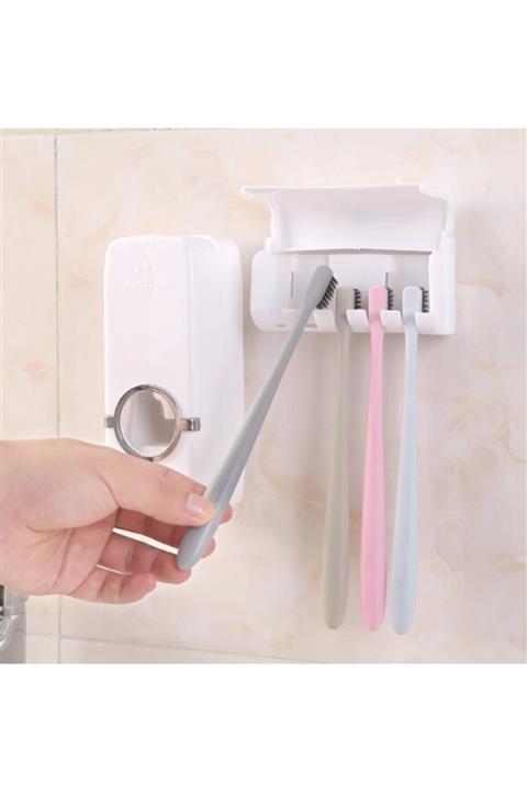 Tolun Trend Diş Macunu Sıkacağı 5li Diş Fırça Tutucu