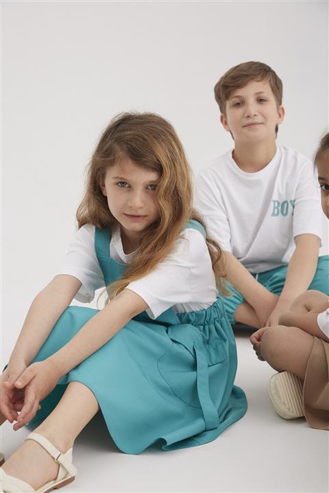 hoQuspoQus Kız Çocuk Yeşil Kargo Salopet Takım