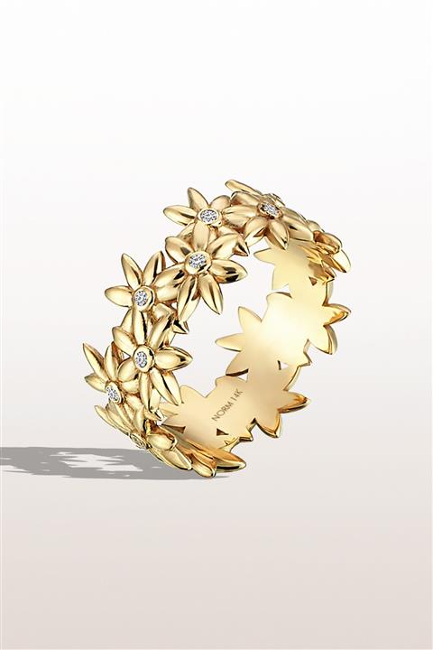 Norm Jewels 14 Ayar Altın Kalın Çiçek Alyans