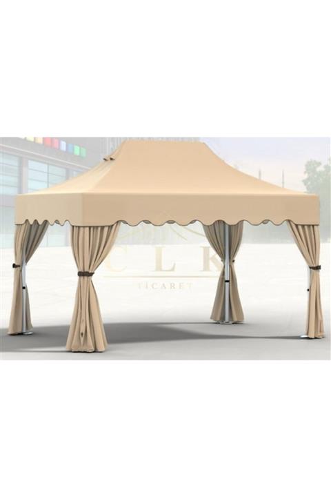 CLK Garden Clk 3x4,5 Mt 30 Mm Garden Katlanabilir Tente Bahçe Çadır Krem Çardak Bungalow Serisi