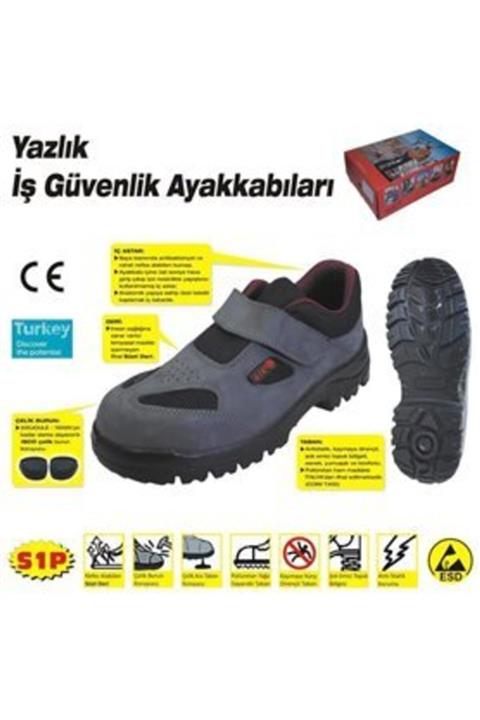 erbuse Erkek Gri Süet Deri Çelik Burunlu İş Güvenlik Ayakkabısı