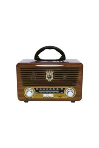 JUNGLEE Bluetooth Hoparlör Nostaljik Radyo Ahşap Retro Speaker Usb/aux/sd Kart Girişli C3