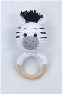 Modakids Beyaz Organik El Yapımı Amigurumi Zebra Çıngırak Oyuncak