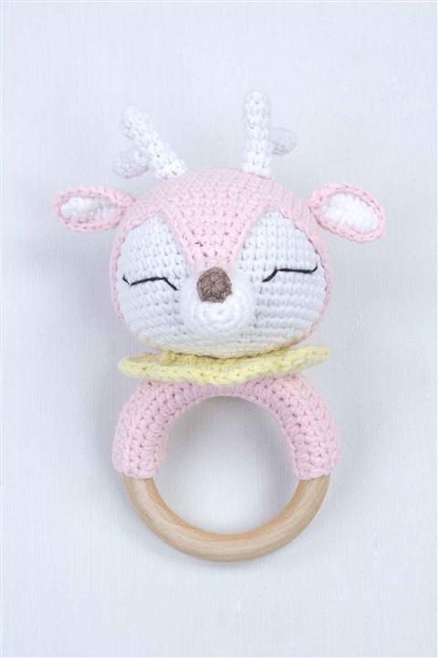 Modakids Pembe Organik El Yapımı Amigurumi Geyik Çıngırak Oyuncak