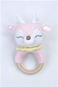 Modakids Pembe Organik El Yapımı Amigurumi Geyik Çıngırak Oyuncak