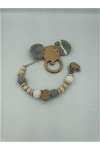 FourSistersHandMade Agucuk Bebe Filli Emzik Zinciri Ve Diş Kaşıyıcısı Set