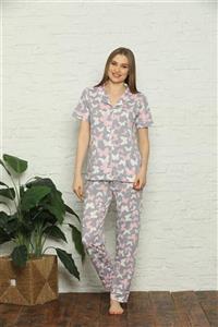 pijamacity Kısa Kollu Desenli Yazlık Pijama Takımı