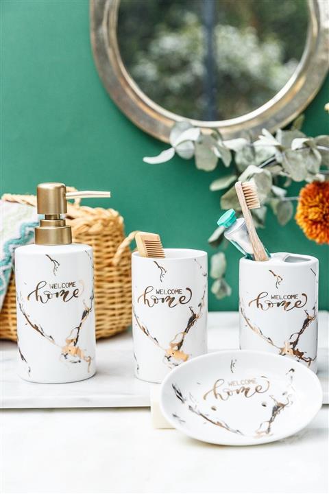 Arma House 4'lü Marble It's Make My Day Seramik Banyo Seti (2)