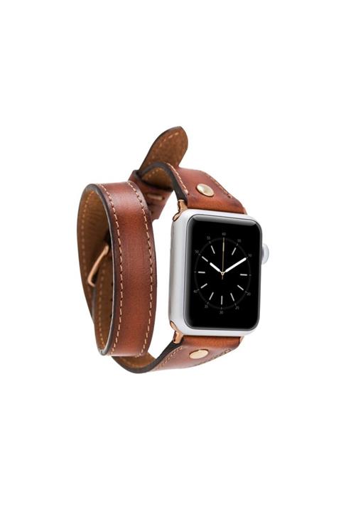 Bouletta Apple Watch Deri Kordon 38-40mm Slim Çift Tur Gold Trok Rst2ef Taba